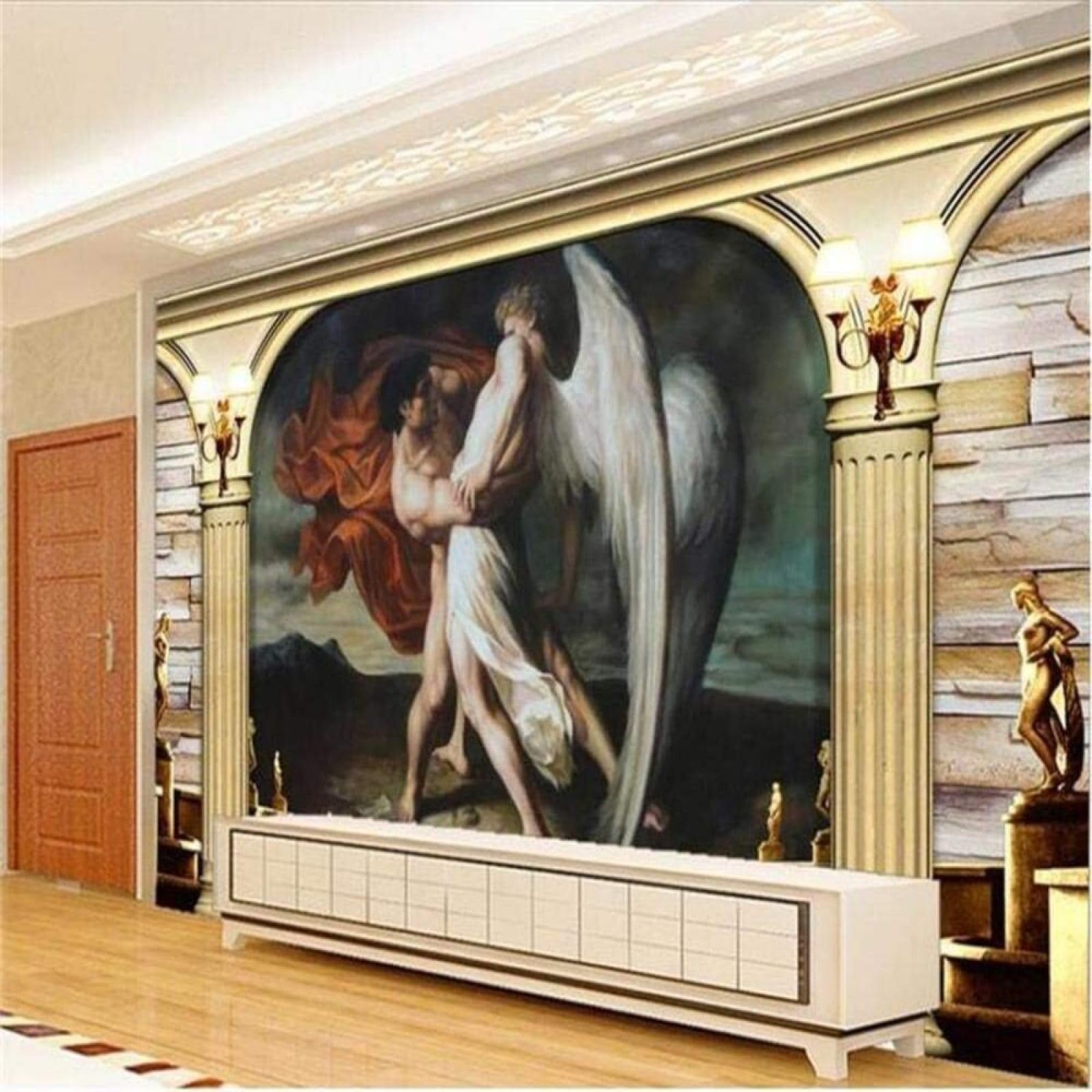 Papel pintado tridimensional con textura de seda y relieve de ladrillo para salón