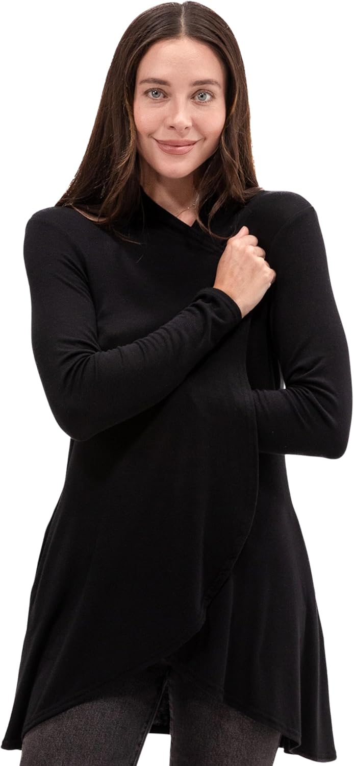 Happyluxe Lightweight Cardigan Sweaters for Women – Eco Cashmere Cardigan with Pockets. Long, Open Front – Made in USA