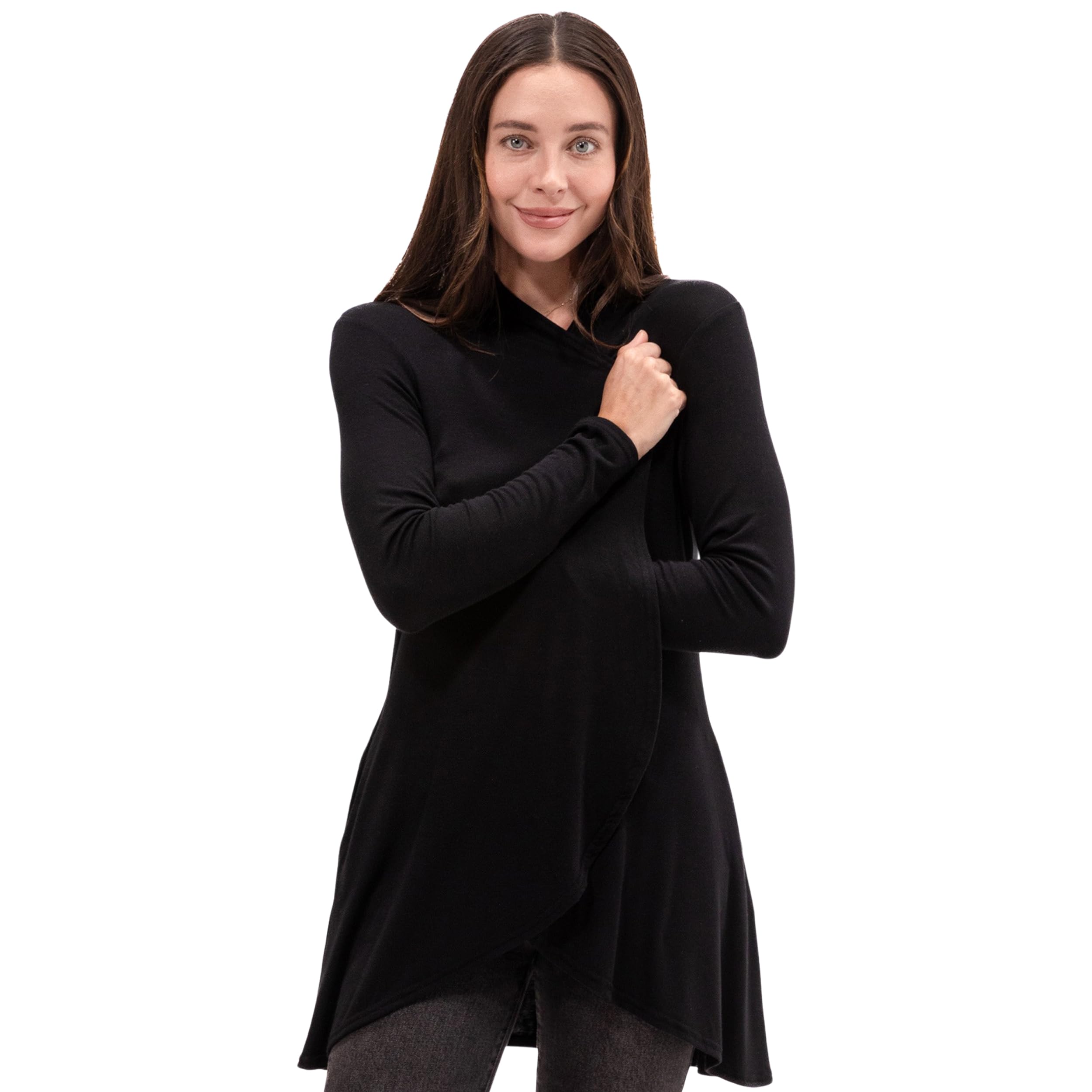 Happyluxe Lightweight Cardigan Sweaters for Women - Eco Cashmere Cardigan with Pockets Long Open Front - Made in