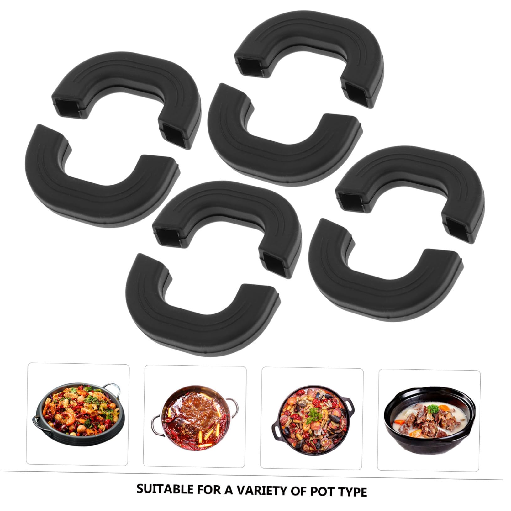 Protectores de Silicona para Asas de Ollas Negros 4 Piezas | Antideslizantes y Resistentes al Calor, Uso en Cocina, Paquete de 4 Unidades