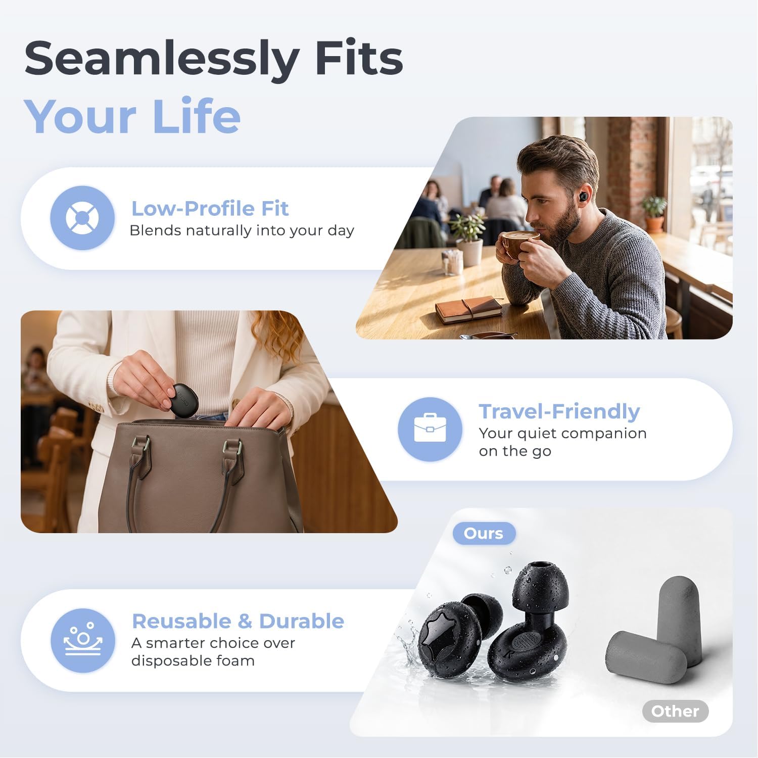 LEICKO Adjustable Ear Plugs for Sleeping Noise Cancelling Ear Plugs