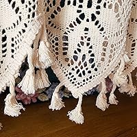 Vista 8 de Retro Crochet Curtain Valance for Kitchen Window Boho Curtain Tiers for Coffee Decor Rod Pocket Farmhouse Short Curtains for Room Divider 1 Panel