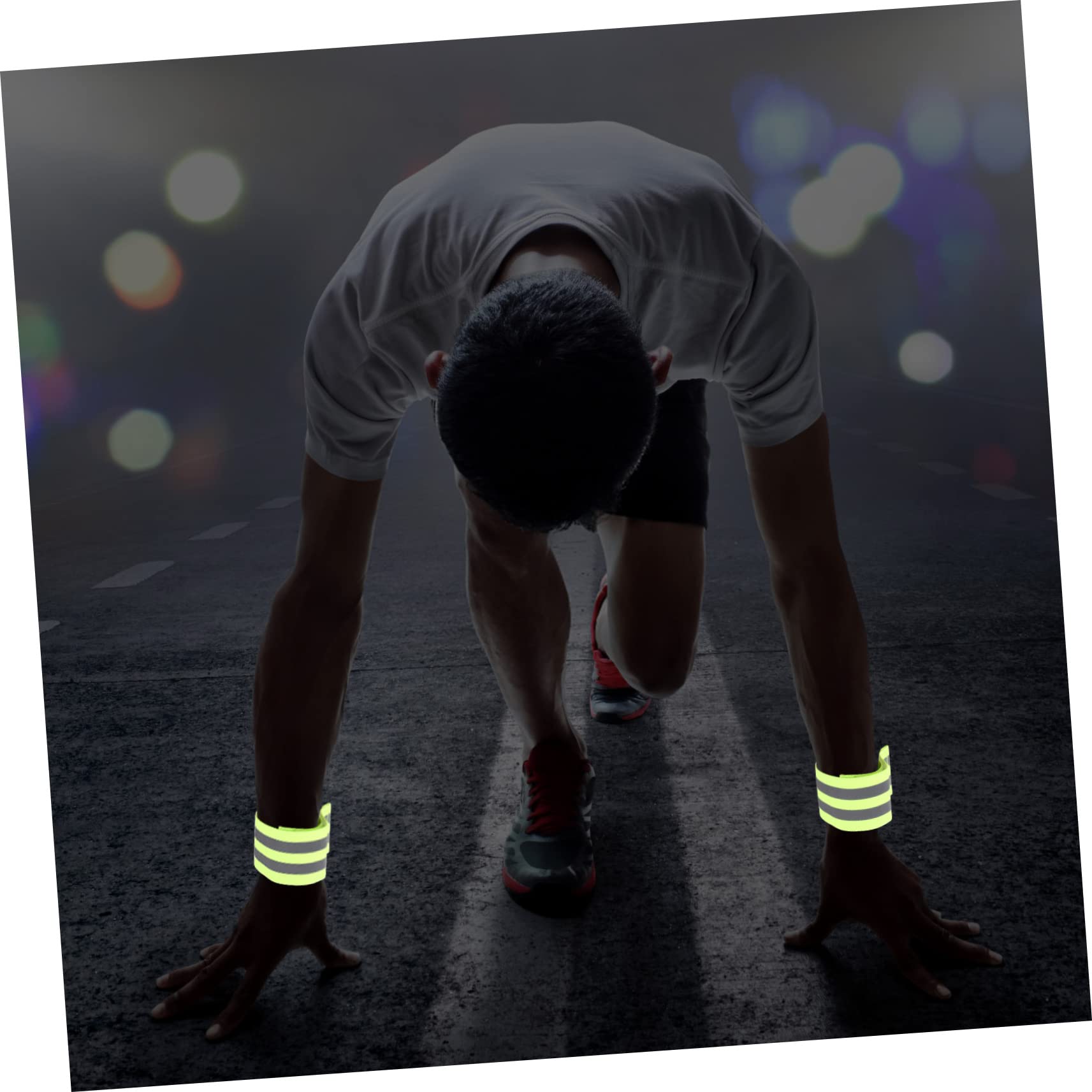 Happyyami 12paia Fasce Riflettenti per Corsa Notturna di Bracciali Elasticizzati per Jogging Ciclismo e attività Outdoor Alta visibilità e Comfort Assicurato