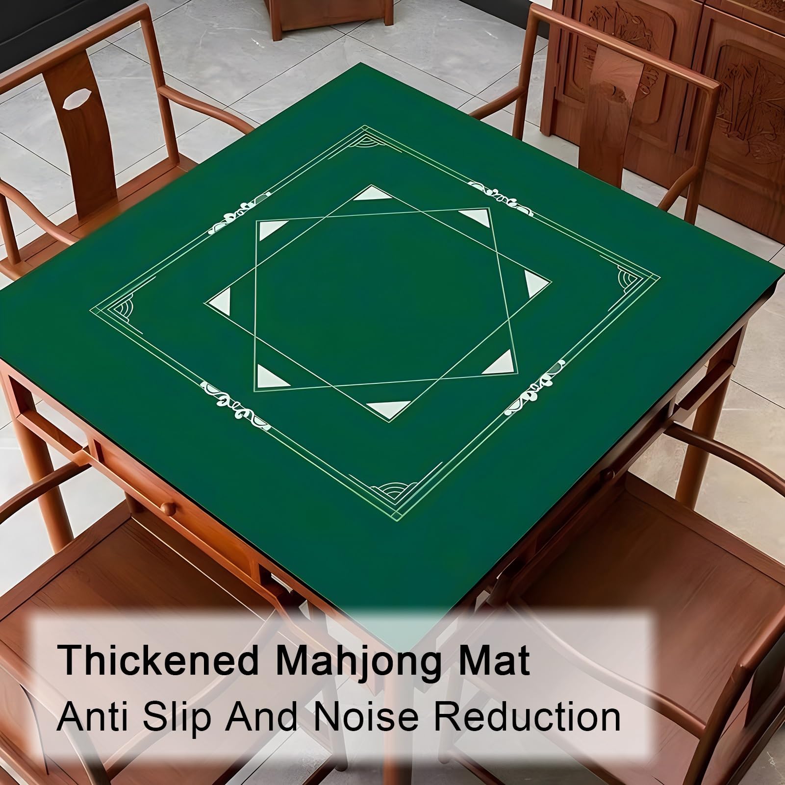 tapete de póquer, Tapete de Mesa Majiang, tapete Cuadrado Mahjong for , Antideslizante y con reducción Ruido(Green 1,90x90cm(35.43x35.43in))