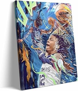 B.B.F MAKE Basketball Canvas Wall Art Ja Morant Framed Poster Wall Decor Graffiti Sports Print For Kids Teen Birthday Gift NBA Star Picture for Living Room Bedroom Modern Home Decoration, 11x14in