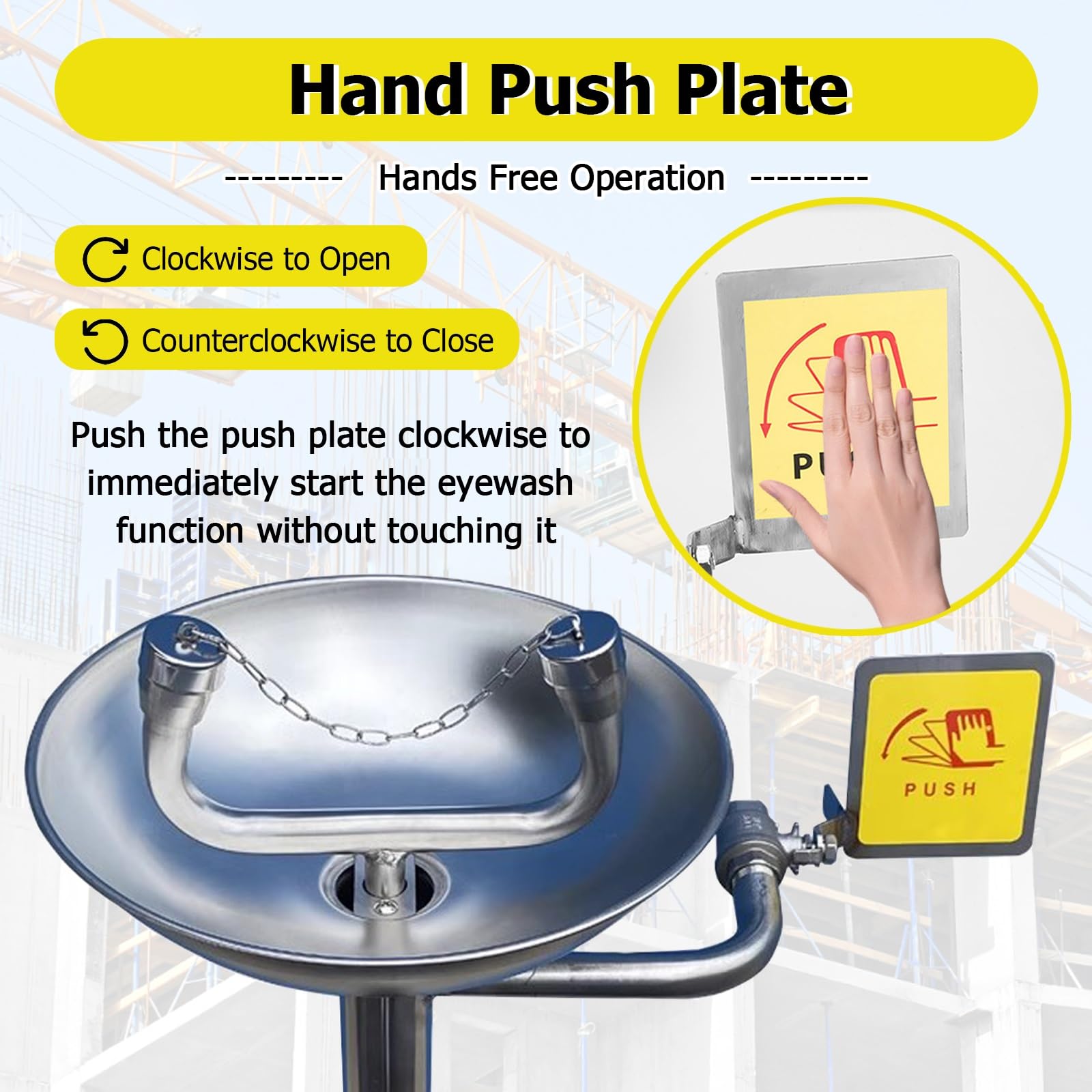 JYHHCYS estación lavaojos Estación Lavaojos De Emergencia, Estación Lavaojos Facial con Pedal, 12 L/min Estación Lavaojos De Pie con Doble Boquilla Y Flujo De Agua Ajustable, Lavaojos con Lavabo