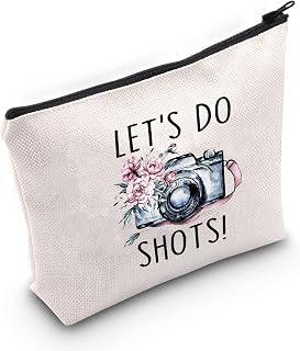 G2TUP Camera Lover Gift Photographer Makeup Bag Let’s Do Shots Cosmetic Bag Photography Lover Gift Photographer Thank You Gift Travel Bag (Lets Do Shots White)
