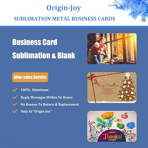 Miniatura 6 de Origin-Joy 25 tarjetas de visita de metal de sublimación, 3.4 x 2.1 pulgadas de aluminio imprimibles en blanco para impresión a color personalizado