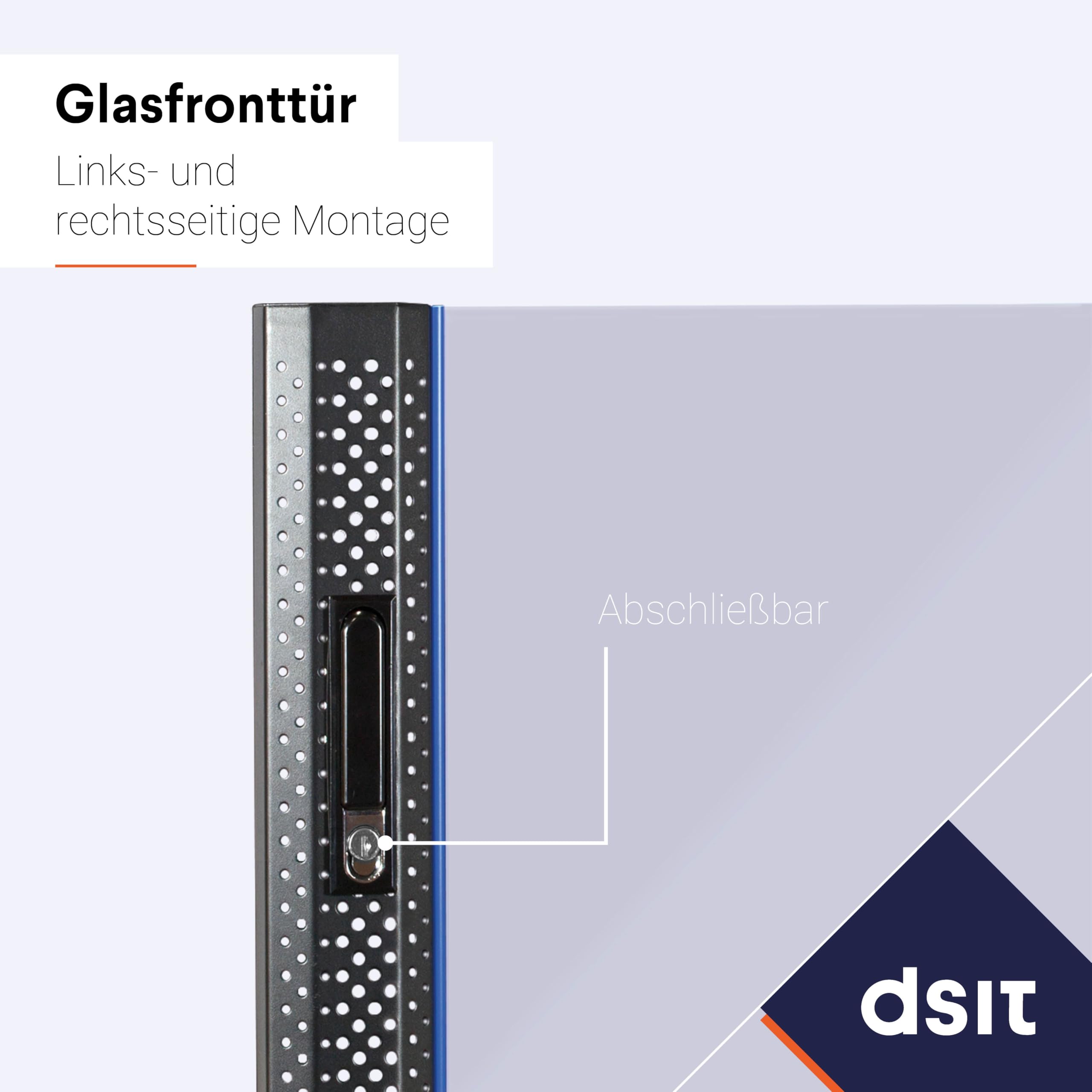 4HE Netzwerkschrank (Serverschrank) 19 Zoll Wandmontage - mit Glastür (BxTxH) 600 x 450 x 280mm - Schwarz - Traglast 60 kg