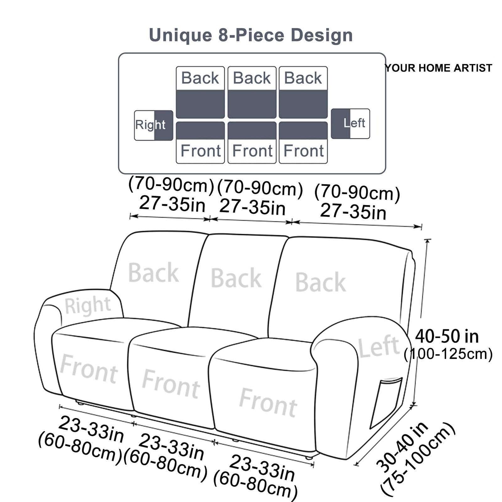 Funda for Sillón Reclinable Relax Elástica de 4 Piezas for 1 Plaza, Tejido Jacquard Suave Funda for Sillón Relax Reclinable Eléctrico(Cammello,3 posti)