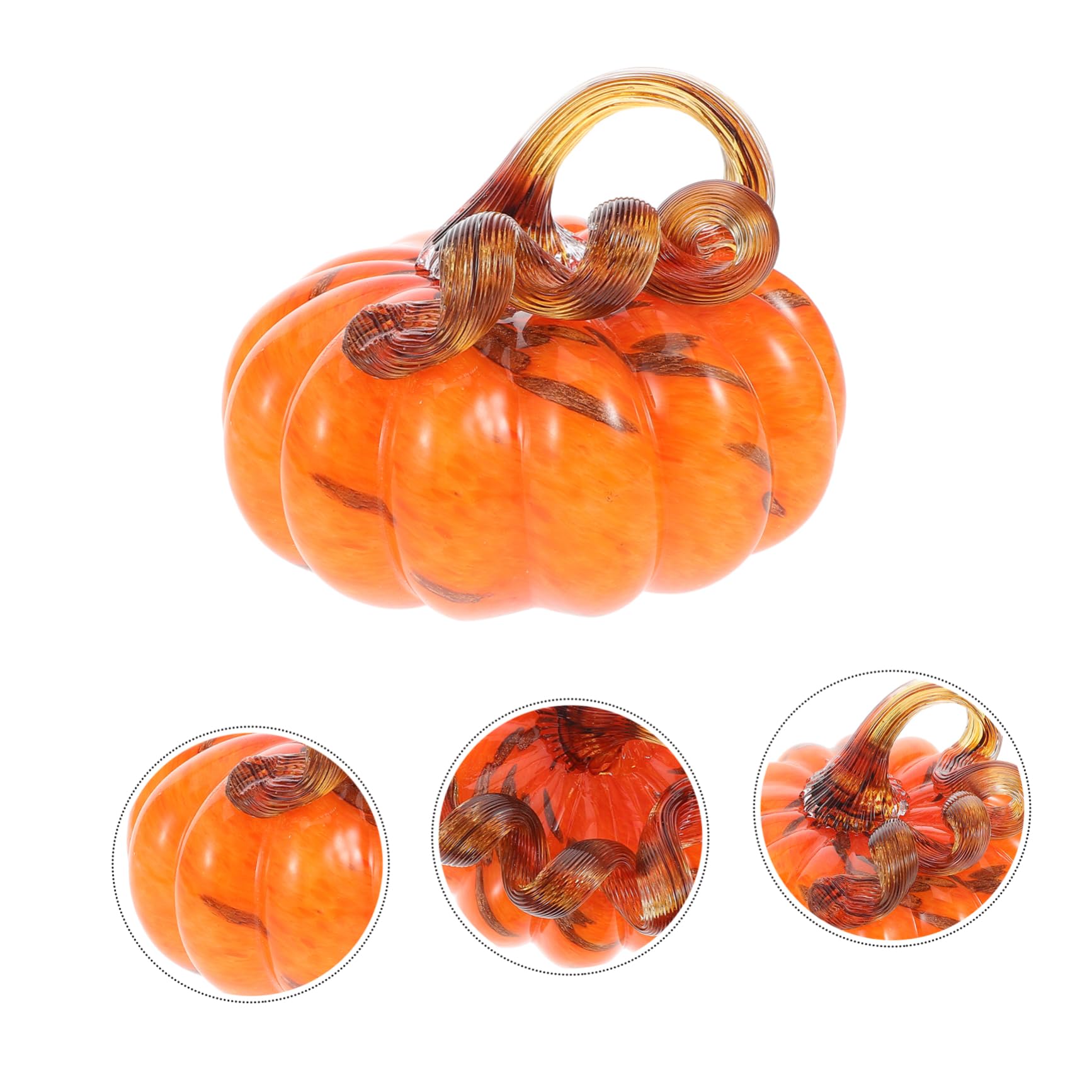 IMIKEYA Künstliches Halloween-kürbis- Mundgeblasene Kürbisstatue Aus Glas Miniatur-kürbisfigur für Den Herbsttisch Erntedankfest und Halloween-partyzubehör