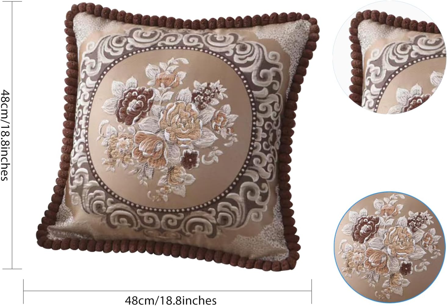 SZHELEJIAM Pillow Covers 18x18 inch,Set of 2 Pillow Cases,Jacquard Retro Embroidered Pillow Cover, Sofa Decorative Cushion Cover,for Bed Couch Sofa Living Room Soft Cushion Cases (Coffee)
