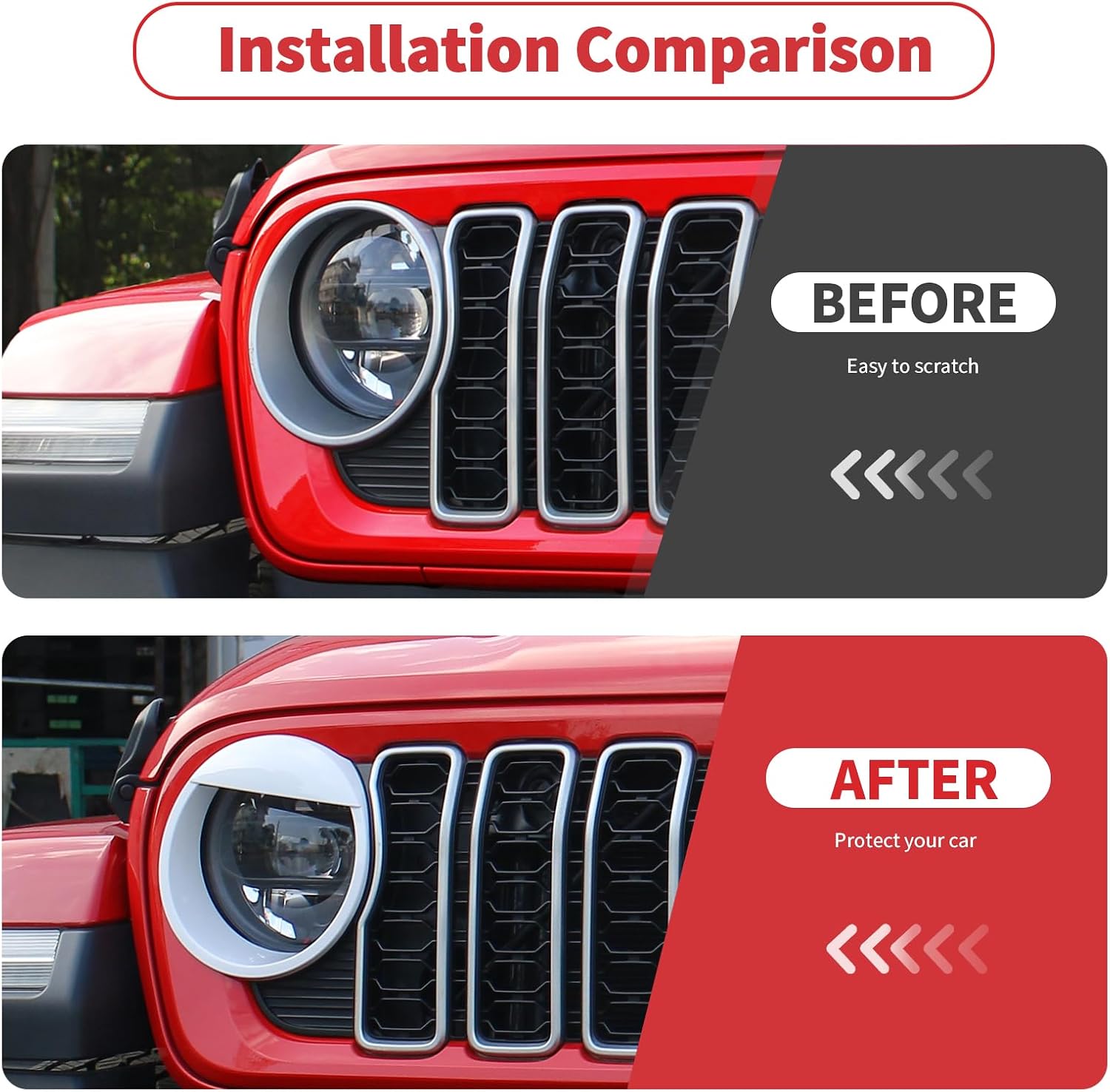 Linskip Headlight Covers for 2024-2026+ Jeep Wrangler JL 4XE & Gladiator JT