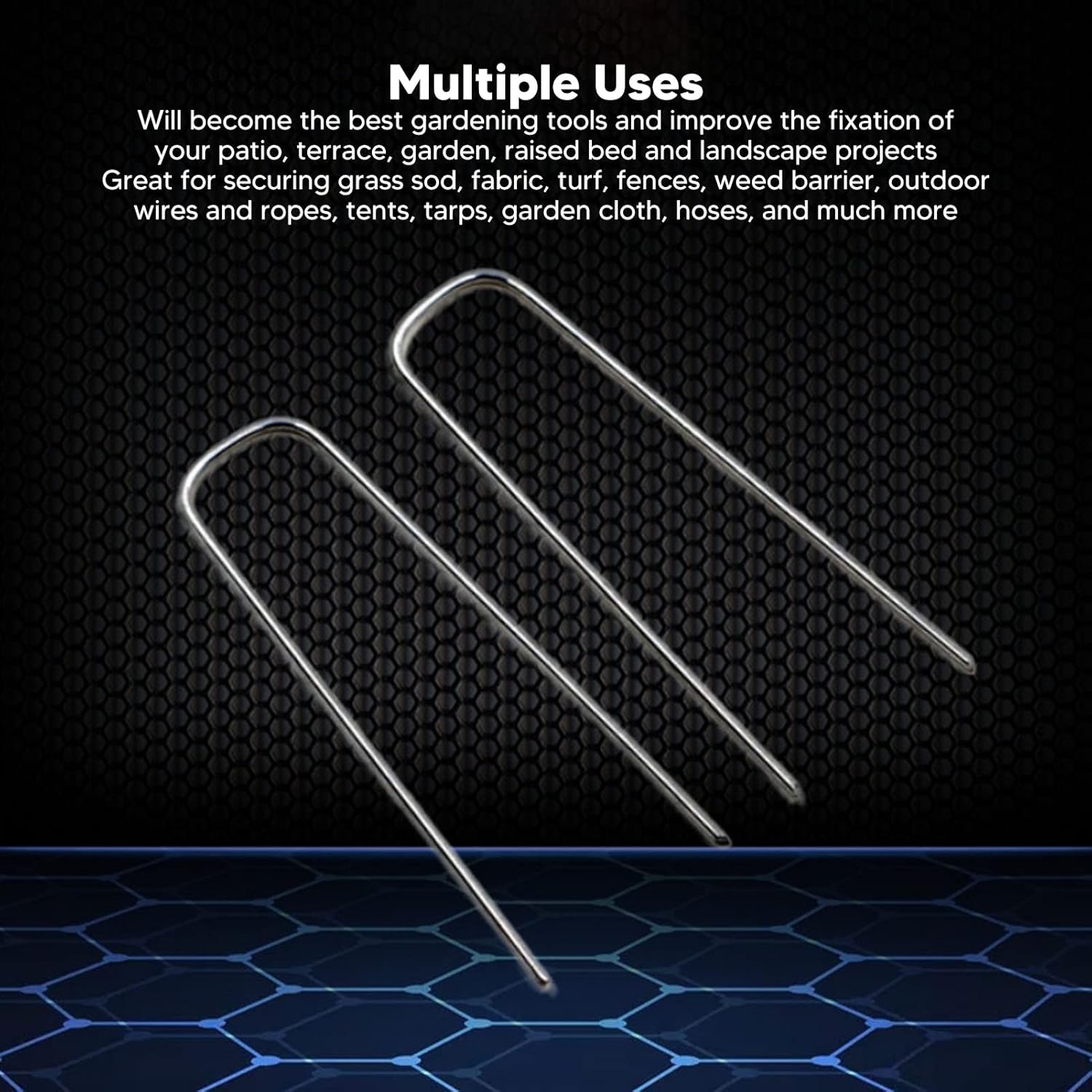 U Shaped Garden Stakes 100Pcs Galvanized Steel Landscape Pins for Barrier Sod Fabric Fences Hoses Outdoor Projects Duty Rustproof Ground Pegs