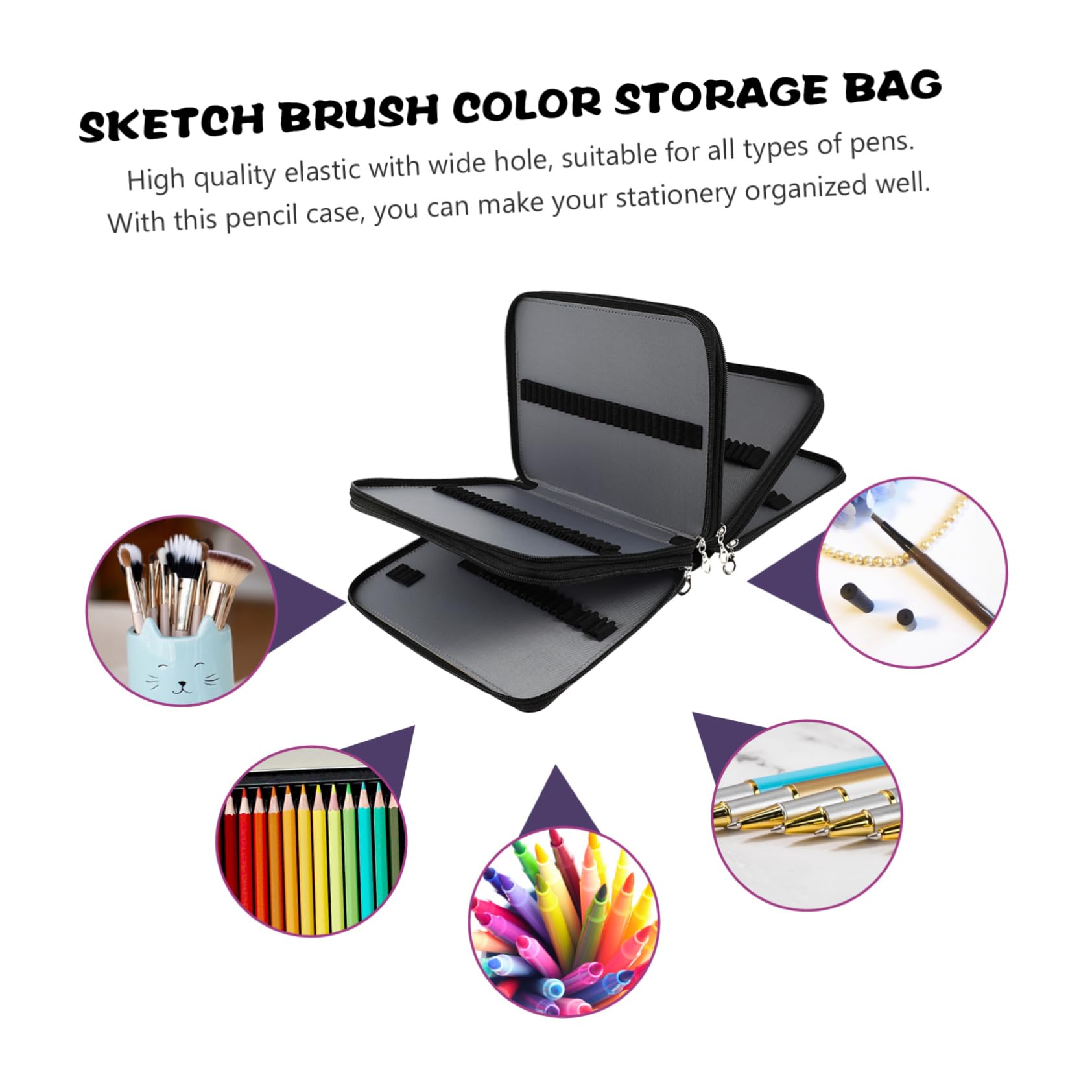 STOBOK Pochette Multiuso Per Matite e Pennelli Borsa Da Disegno Portatile Con Capacità e Design Elegante Per Artisti e Studenti