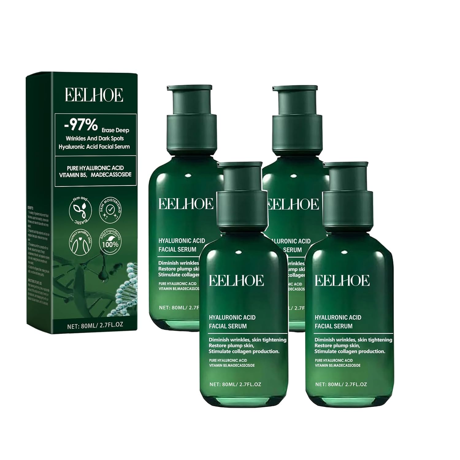 Skin Firming Rejuvenating Serum, Hyaluronic Acid Facial Serum, Skin Firming Serum for Face and Neck, Skin Firming Serum for Face and Neck Tightening Lotion Firming, For All Skin Types (4pcs)