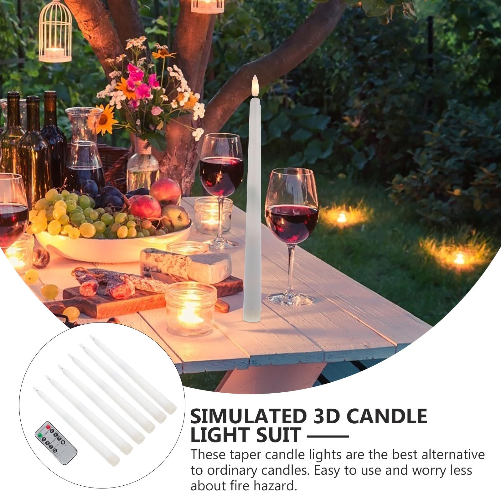 Zerodeko Set 6 Candele LED Coniche a Batteria senza Fiamma con Telecomando 10 Tasti Luci Decorazione Natalizia e Matrimonio Luce D’Atmosfera Sicura per Feste e Ambienti Interni