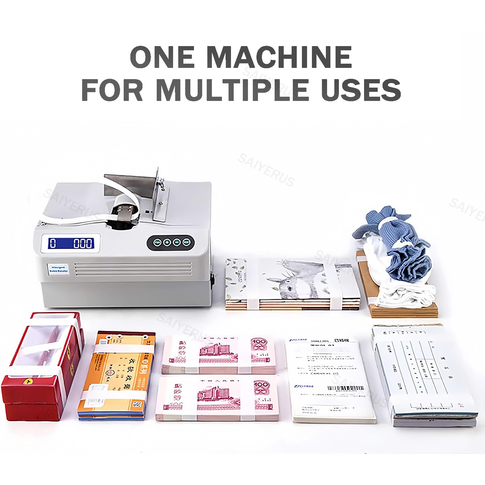 Macchina Intelligente per Legare Banconote, Strumento per Legare Banconote, Legatura di Fasci di Banconote per Banca, Piccola Macchina Rilegatrice Automatica, Imballatrice di Banconote,220V