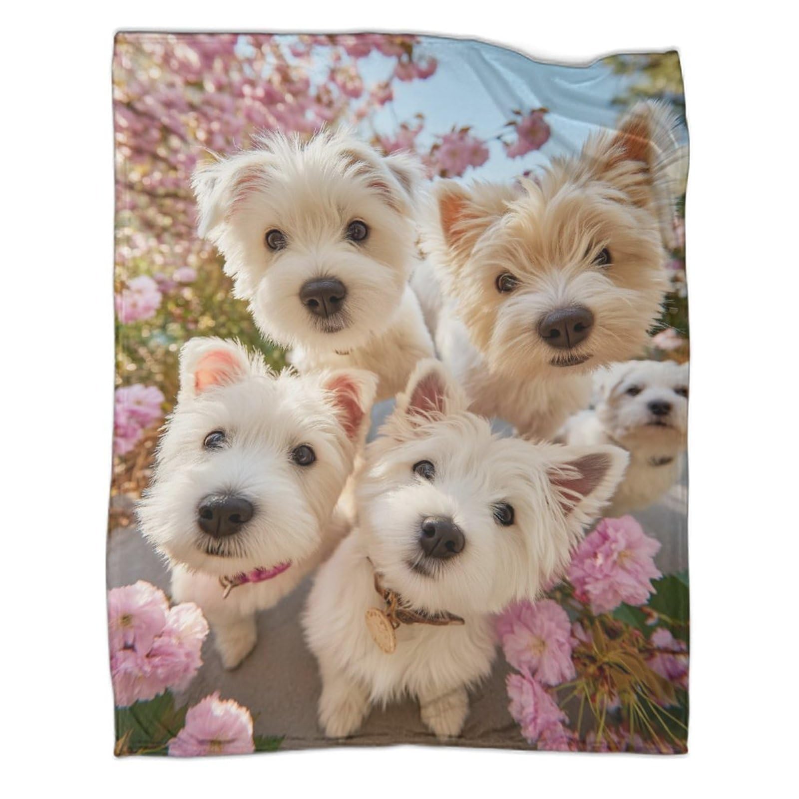 Couverture Westie en flanelle de microfibre douce pour lit et canapé de toute la famille 150x200cm