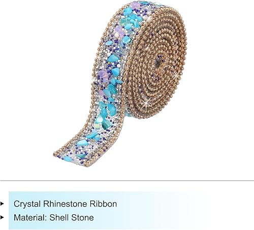 Miniatura 8 de MECCANIXITY Cadena de cinta de diamantes de imitación con cuentas de cristal termoadhesivo de 3.28 pies x 0.8 pulgadas para ropa, bolsa, zapatos,