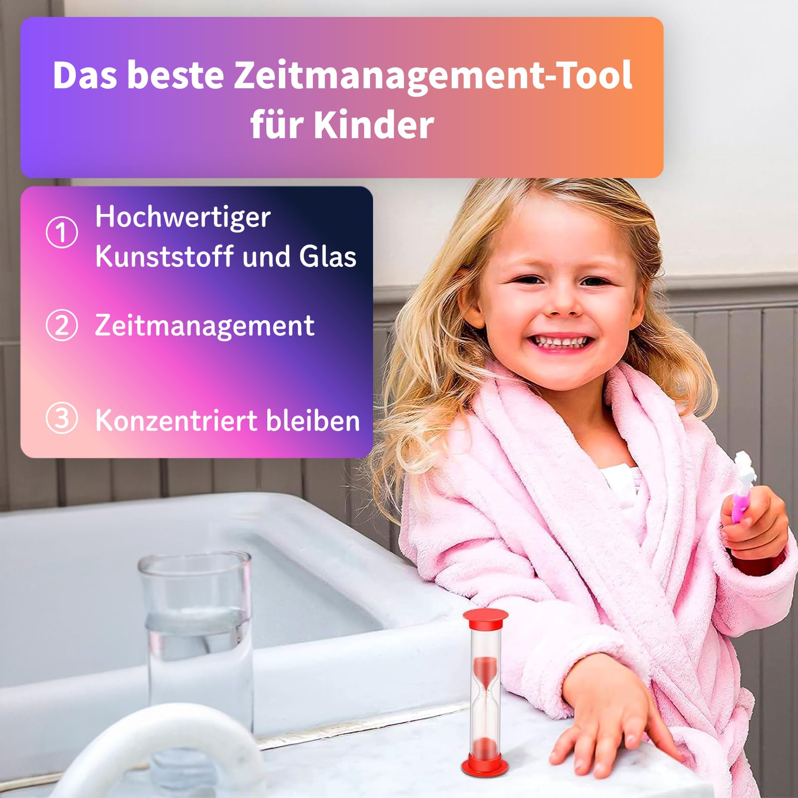 48 pezzi 2 minuti di clessidra per bambini, timer colorato per spazzolino da denti, piccola plastica Hourglass per aule, giochi, casa, scuola e ufficio
