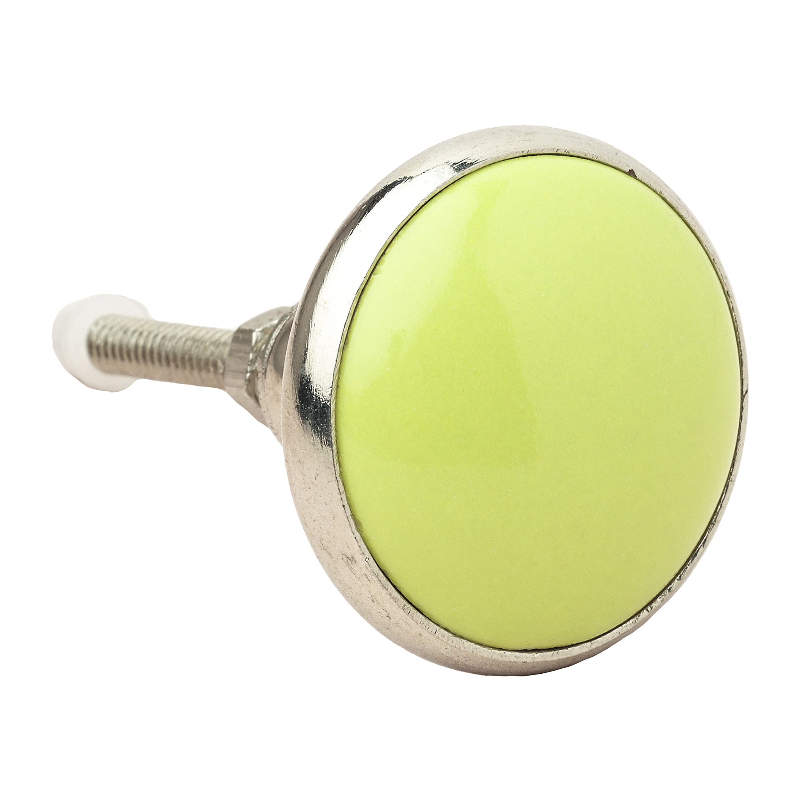 G Decor Plain Metal Ceramic Door Knob Vintage Shabby Chic Cupboard Drawer Pull Handles (Green)