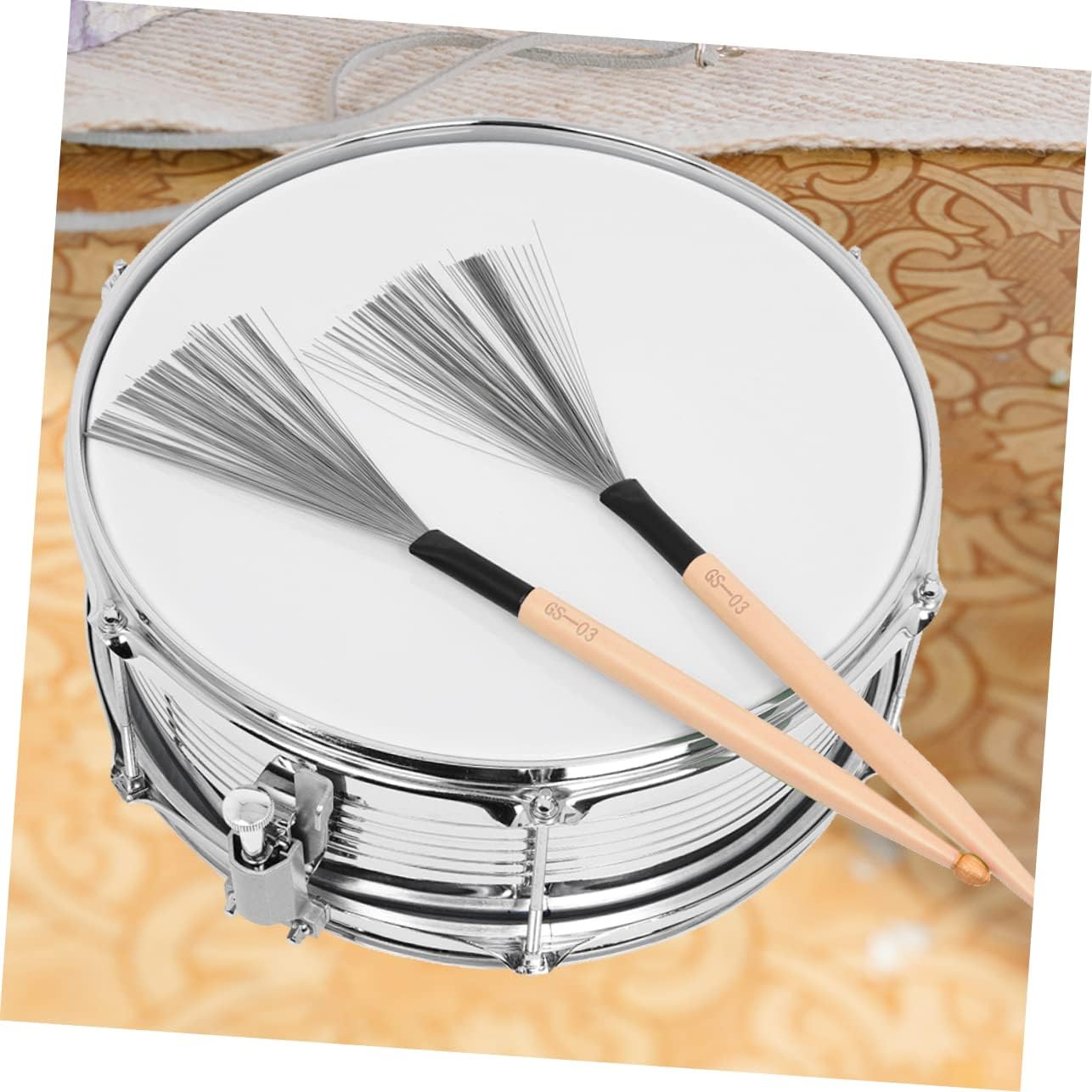 1 Pair Double head drum brush Practical Drum Brush wooden handle drum Drum Stick Brush drum shield snare wire musical instrument major maple Metal