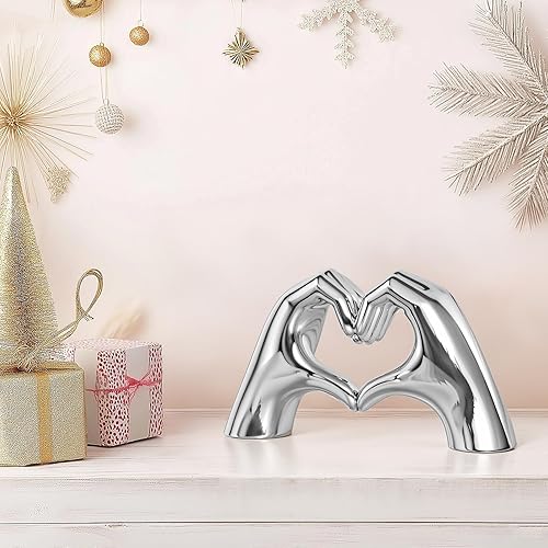 Miniatura 7 de Decoración de manos de corazón plateado para sala de estar, dormitorio, estantería, mesa de café, centros de mesa de amor, estatua estética y
