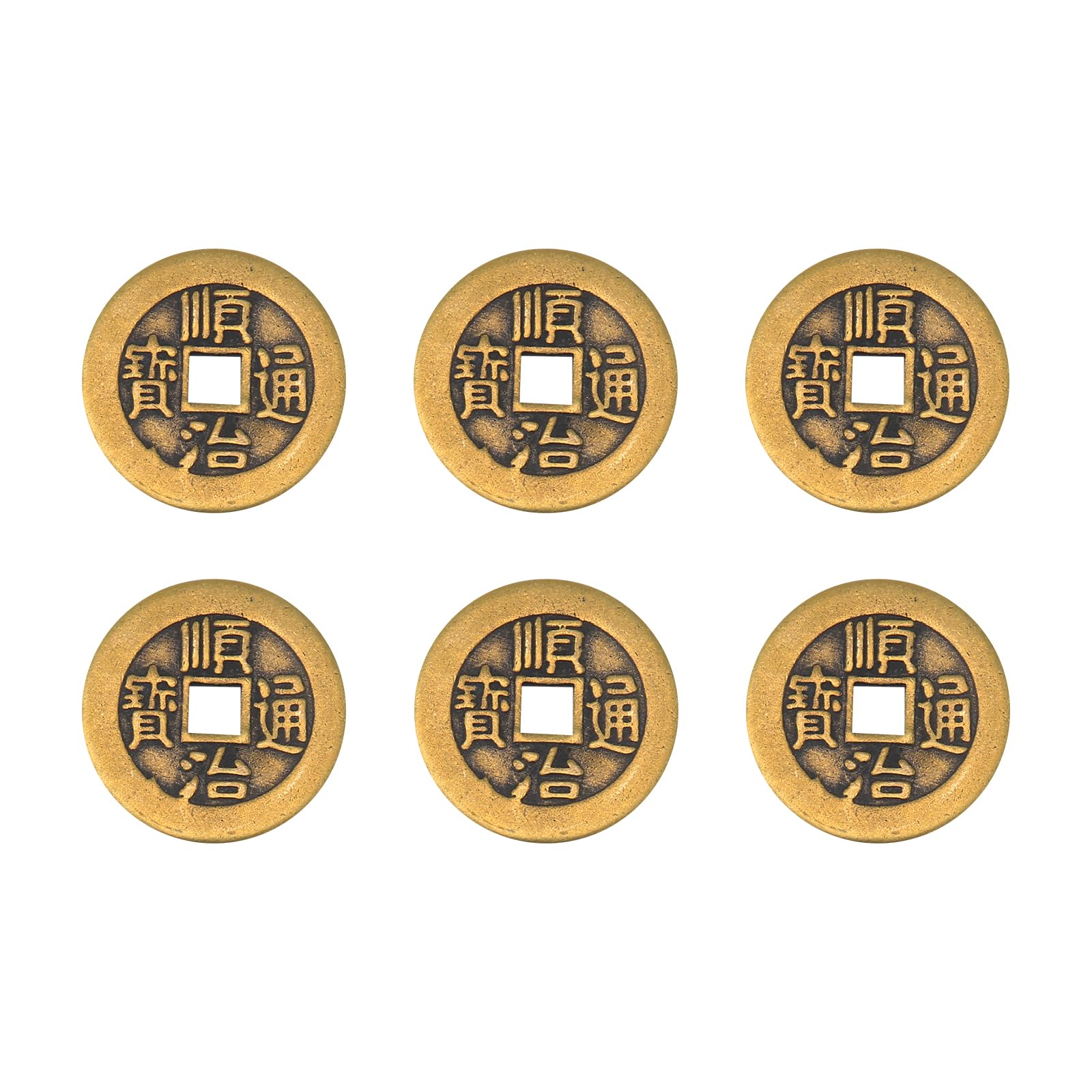BOXOB 6pcs I Ching Coins, 1.1 Inch Brass Chinese Fortune Lucky Coin for Divination Decor Bring Good Luck Wealth Success Health