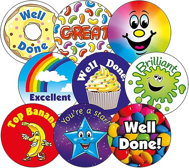 450 Mixed Scented Motivational Childrens Pupils School Teachers Reward Stickers Value Pack 37mm Primary Teaching Services