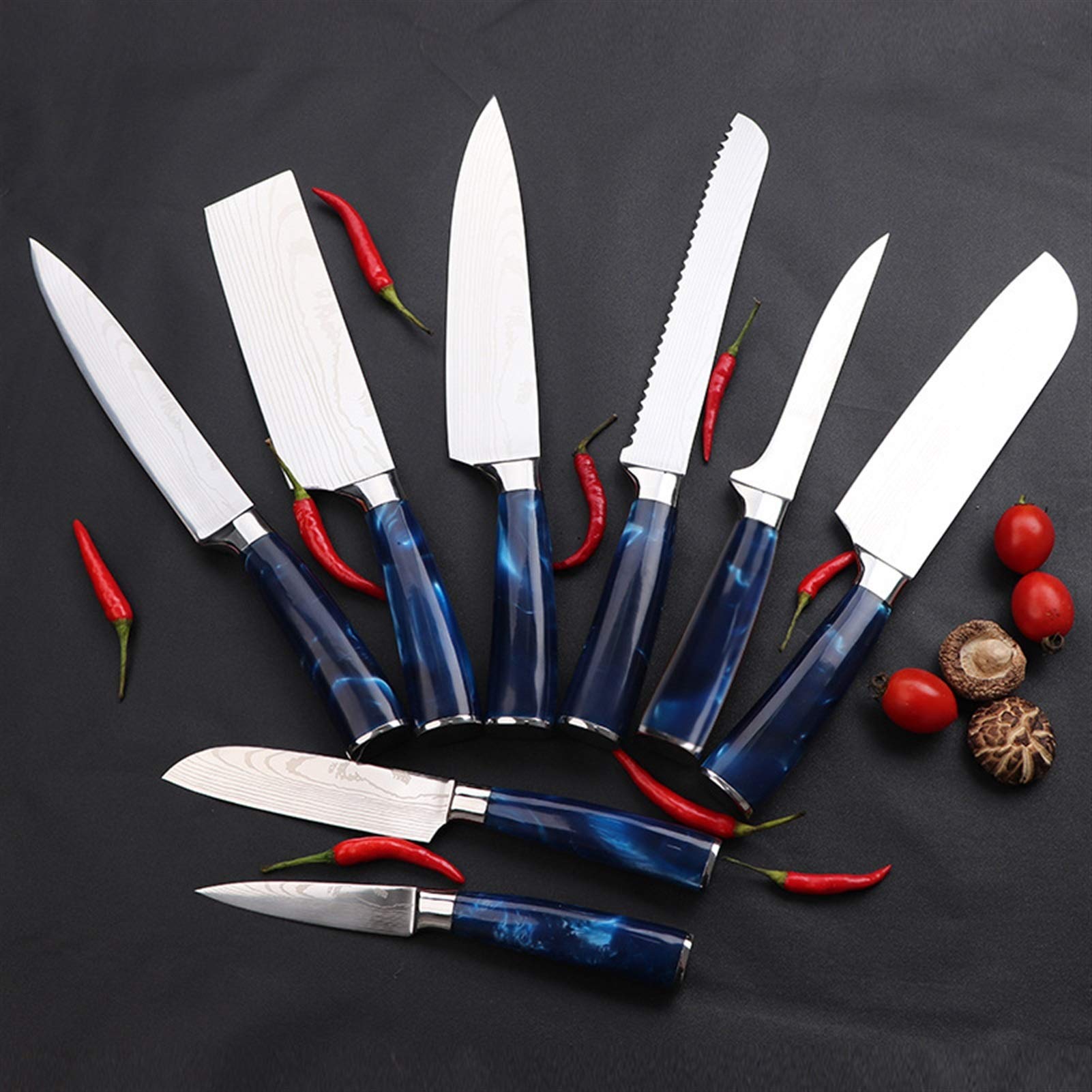 Set di coltelli da cuoco professionale Set Damasco modello Giapponese Cucina Giapponese Coltelli Bone Bone Pesce Frutta Verdure Verdure Acciaio inossidabile