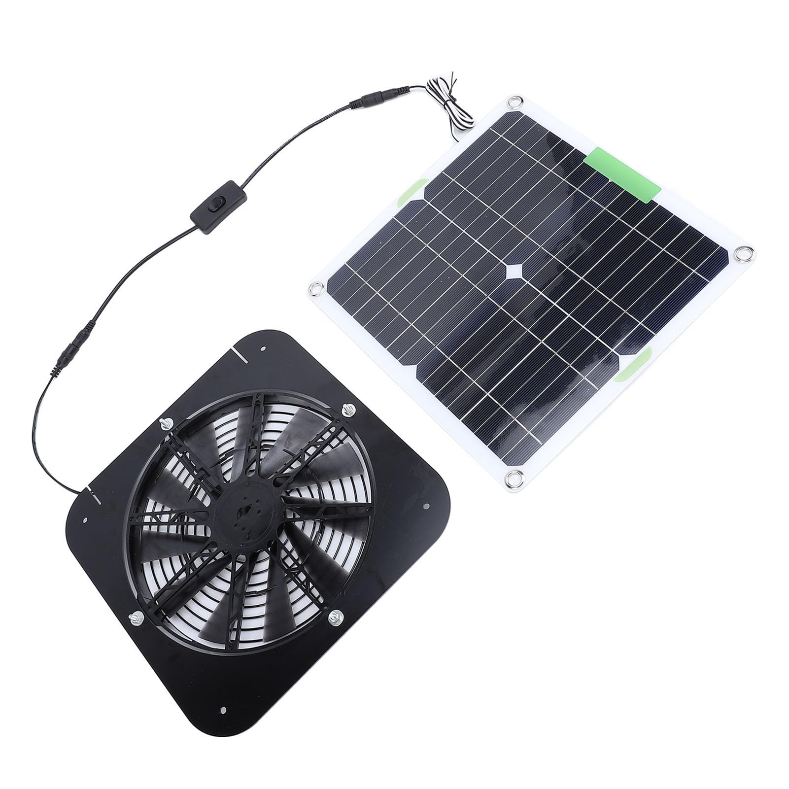 Brrnoo Ventilatore Solare per Casetta per Polli e Cani Ventilatore di Scarico con Pannello Fotovoltaico da 100 W Diametro 13 5 Pollici Installazione Facile con Staffa per Condotta di Sca