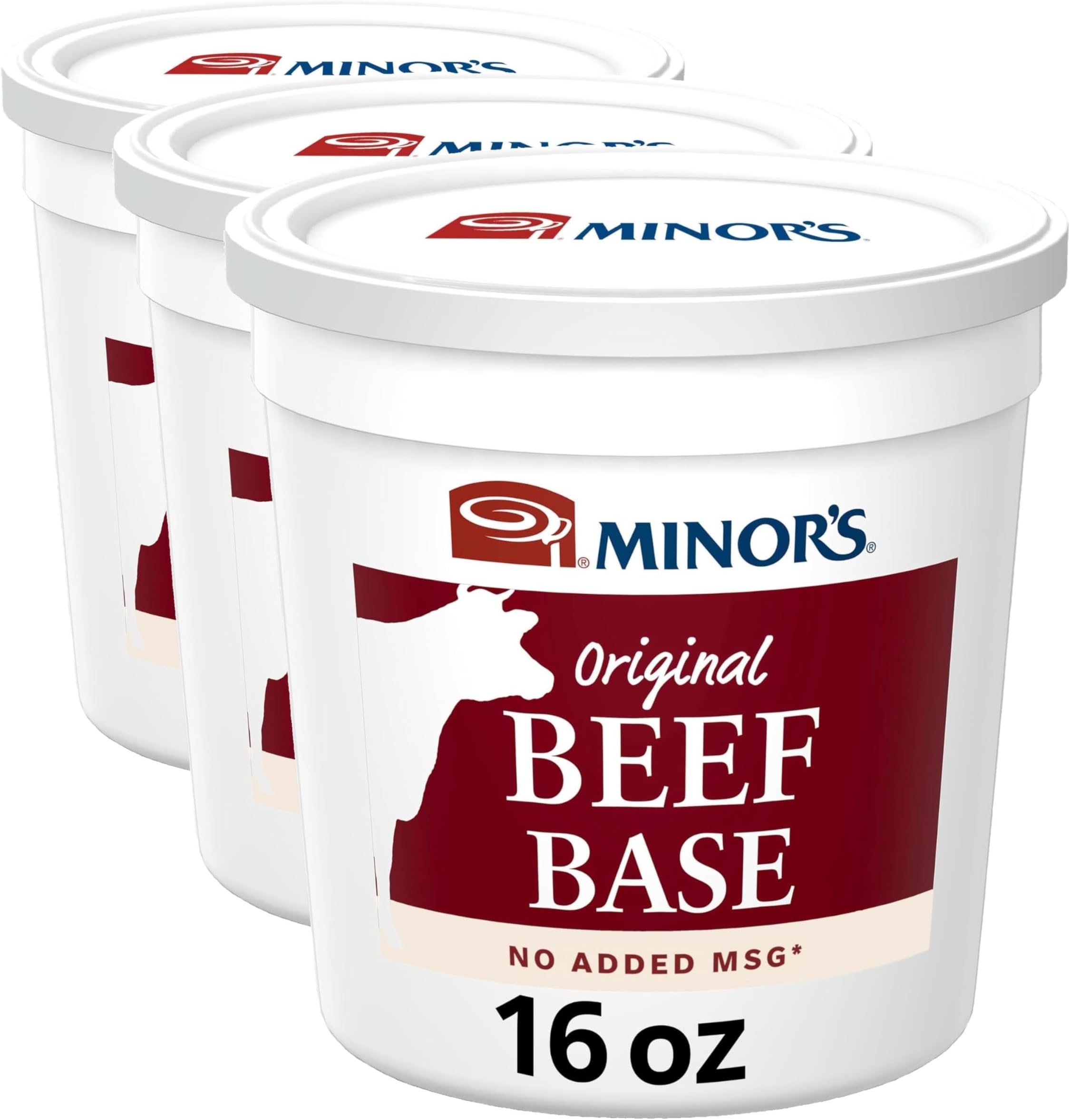 Minor's Beef Base, Great for Soup Broth and Sauces, 0 Grams Trans Fat, No Added MSG, 16 oz Tub (Pack of 3)