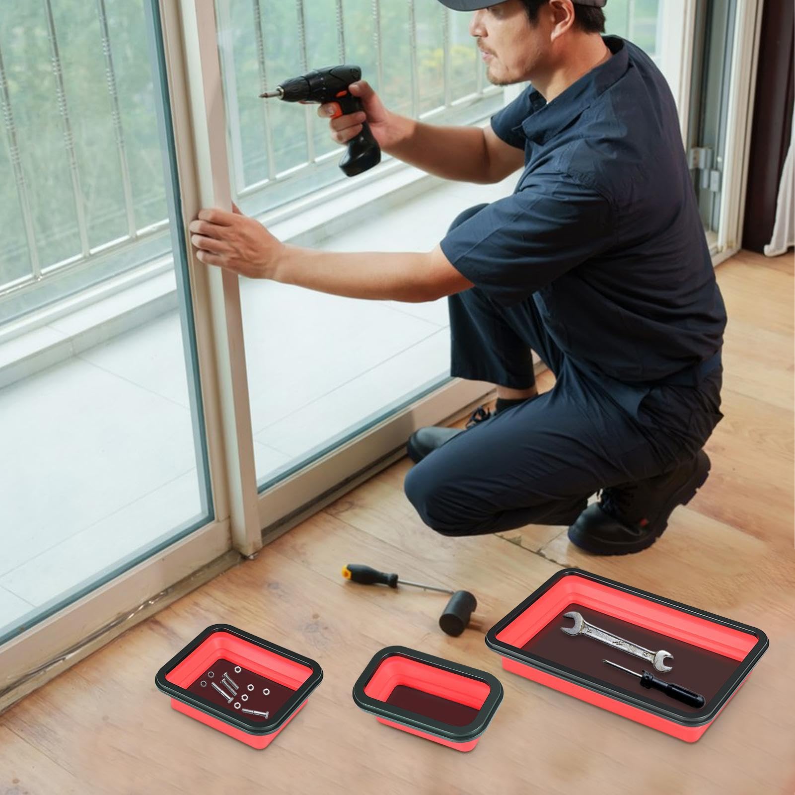 Magnetyczna Tacka Na Śruby Sortownik Do Sprzętu, Przechowywanie, | 3 Części Tacki Z Na Elementy Dla Mechanika Do Warsztatu, Napraw I Montażu Modeli