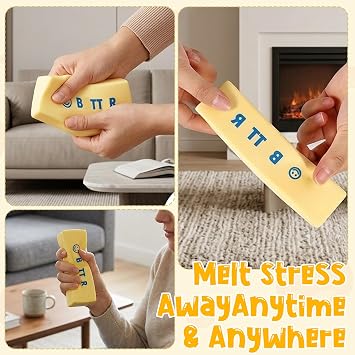 Butter Squishy, 2 PCS Soft Butter Stick Squeeze Fidget Toys, Realistic Sensory Squishies Squeeze Toys for Adults Rebounding Help for Stress Relief and Focus, Squishy Butter for Home Office School