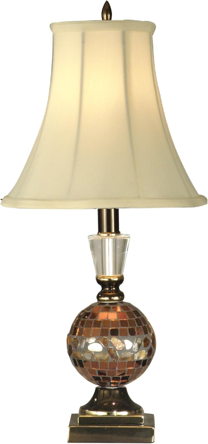 Dale Tiffany PG10380 Art Glass Accent Lamp, Antique Brass and Fabric