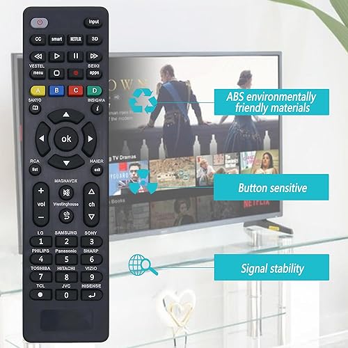 Miniatura 7 de Control remoto universal para televisores inteligentes Samsung, Sharp, LG, Sony, Panasonic, Toshiba, TCL y otras marcas con control remoto Netflix