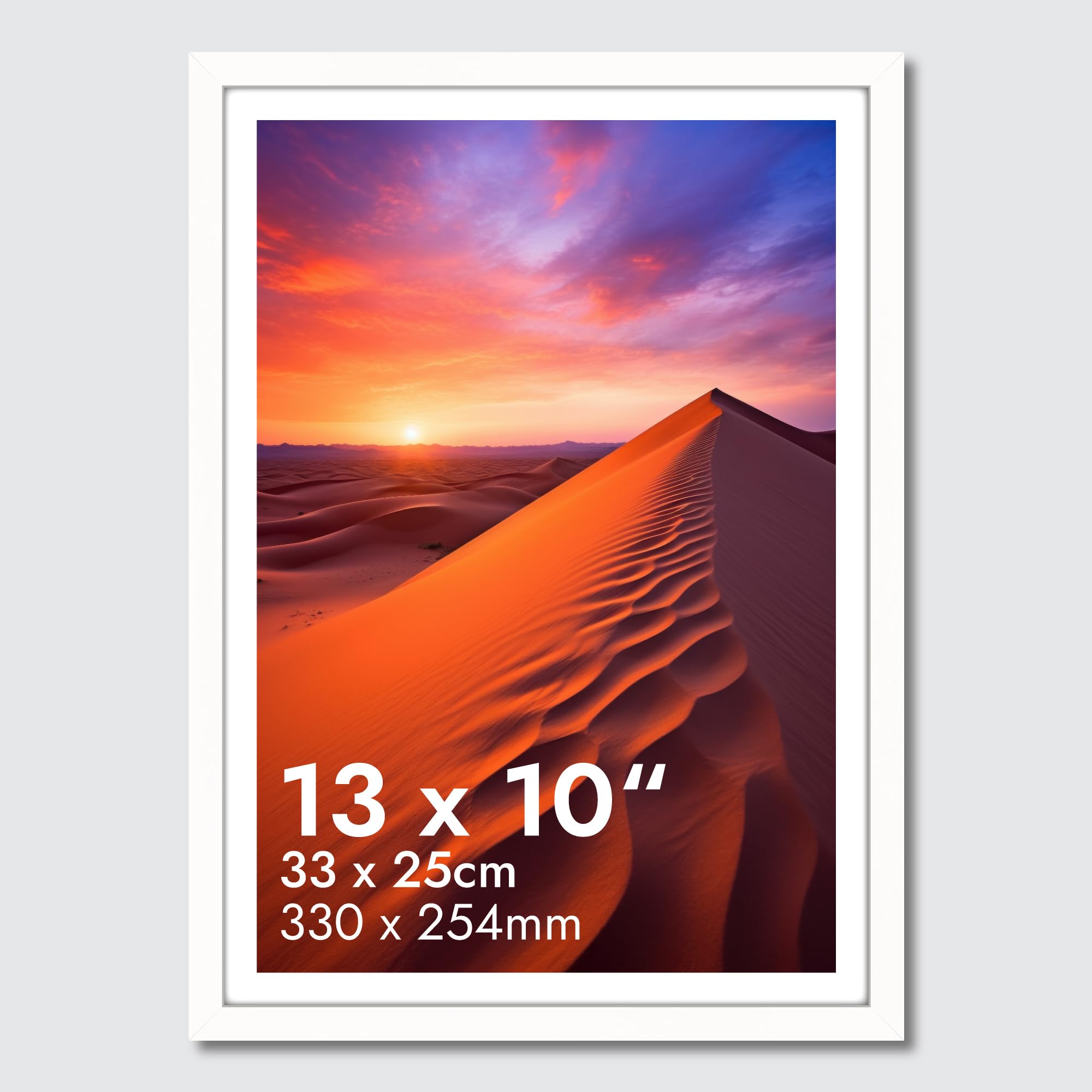 HNK Whitephoto Frame 13x10 Inches Engineered Wood and Plexiglass, 33x25cm Picture Frames Dual Orientation Landscape or Portrait, 10x13 Photo Frame Wall Hanging Display Photos for Home, Office
