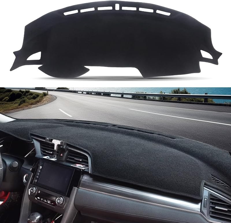Capa para Painel Blazeray em Poliéster com Base Antiderrapante para Honda Civic Coupé, Sedan e Hatchback 2016 a 2021 – Borda Preta