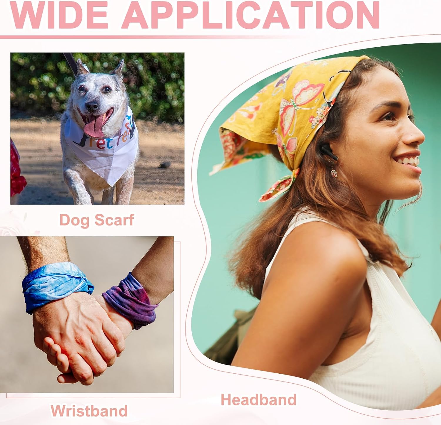 White Bandanas for Tie Dye, Cotton Bandanas Plain Handkerchiefs Head Wrap Pre-Cut Fabric Squares for Tie Dye Party