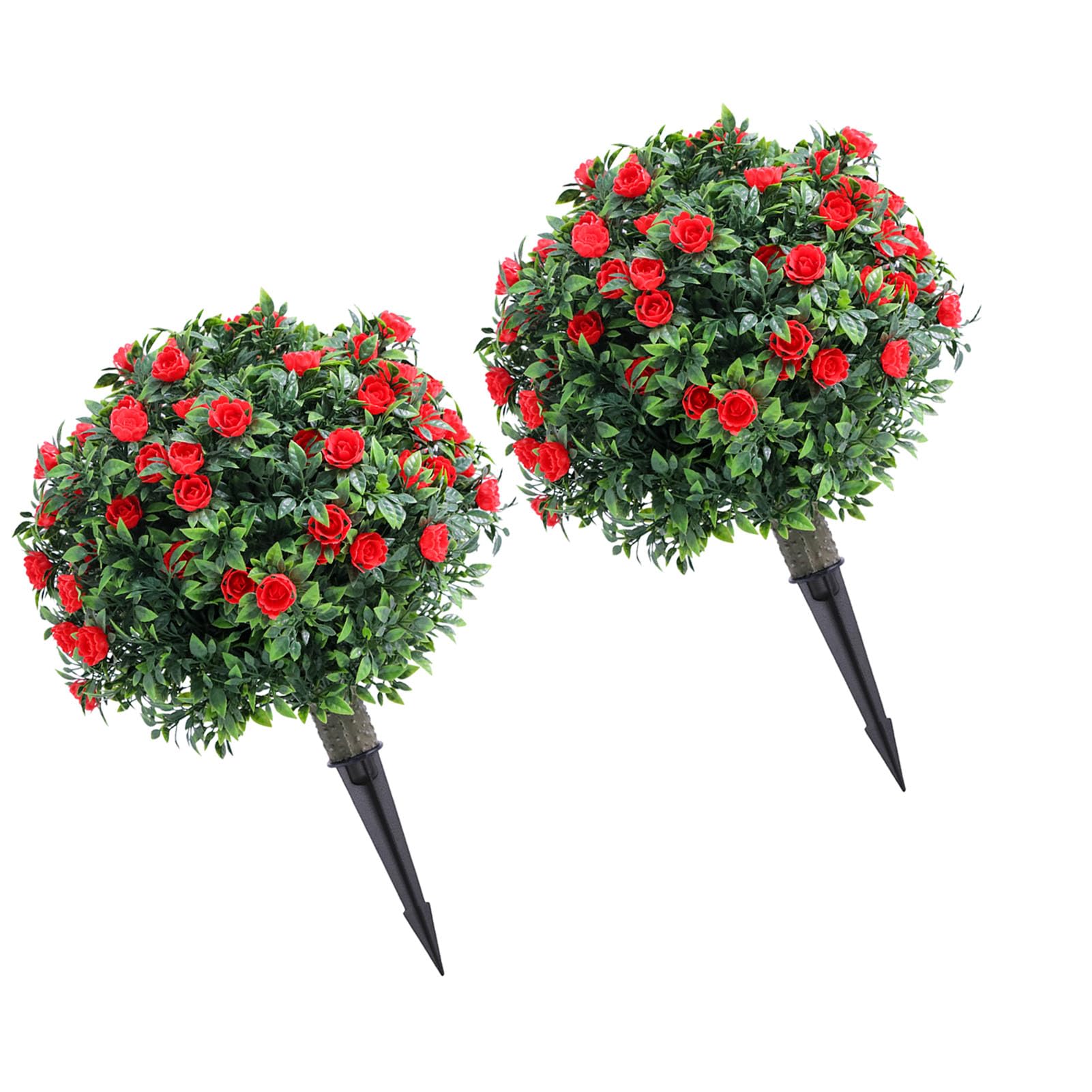 KUIDAMOS Sztuczna Róża Topiary Drzewo Kulkowe Realistyczne PE Fałszywy Roślinny Kolec Mielony do Wystroju Ogrodu, 17,7-calowe Drzewo Topiary do Ogrodu Weranda Yard Patio