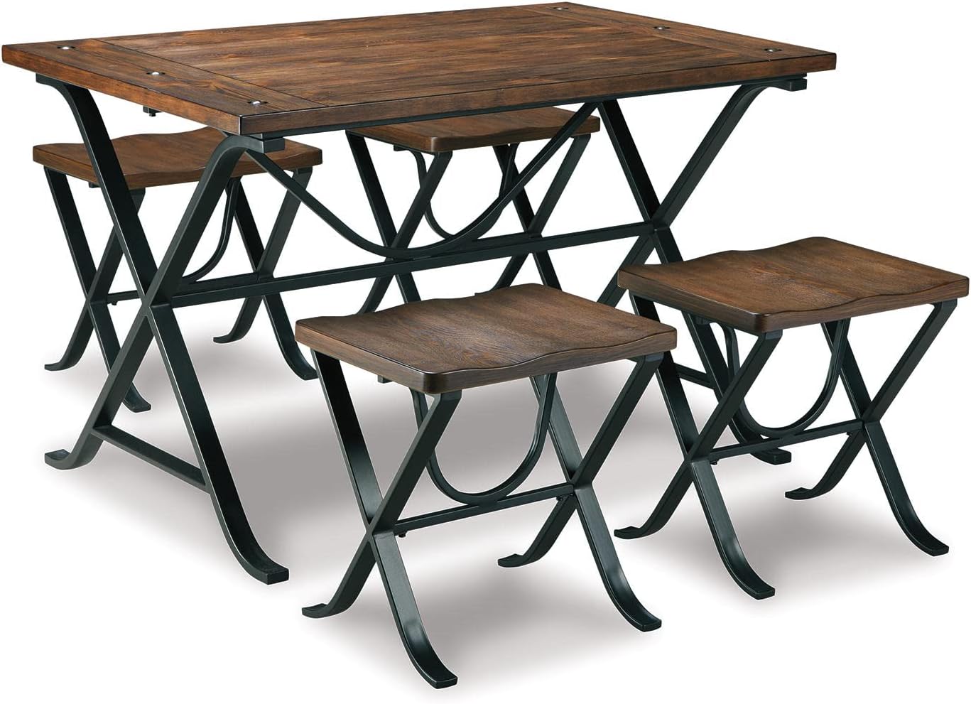 Signature Design by Ashley Freimore Industrial 5 Piece Dining Set, Includes Table and 4 Stools, Brown