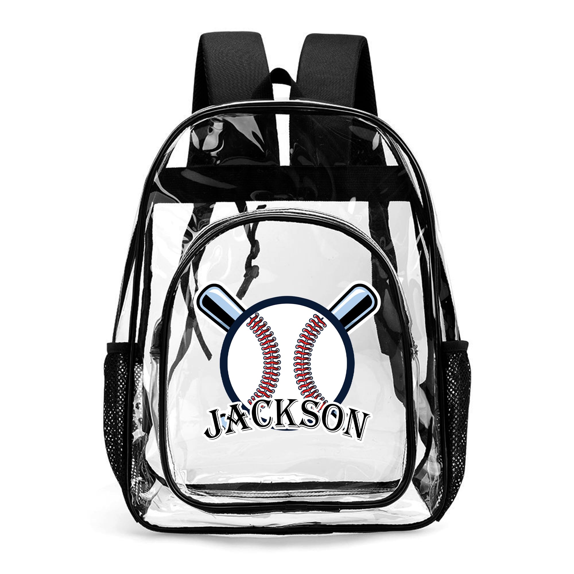 Prints Fun Personalized Baseball Sport Clear Backpack For Boys With Name, Customization School Clear Backpack For Boys, Back To School Gifts For Kids,