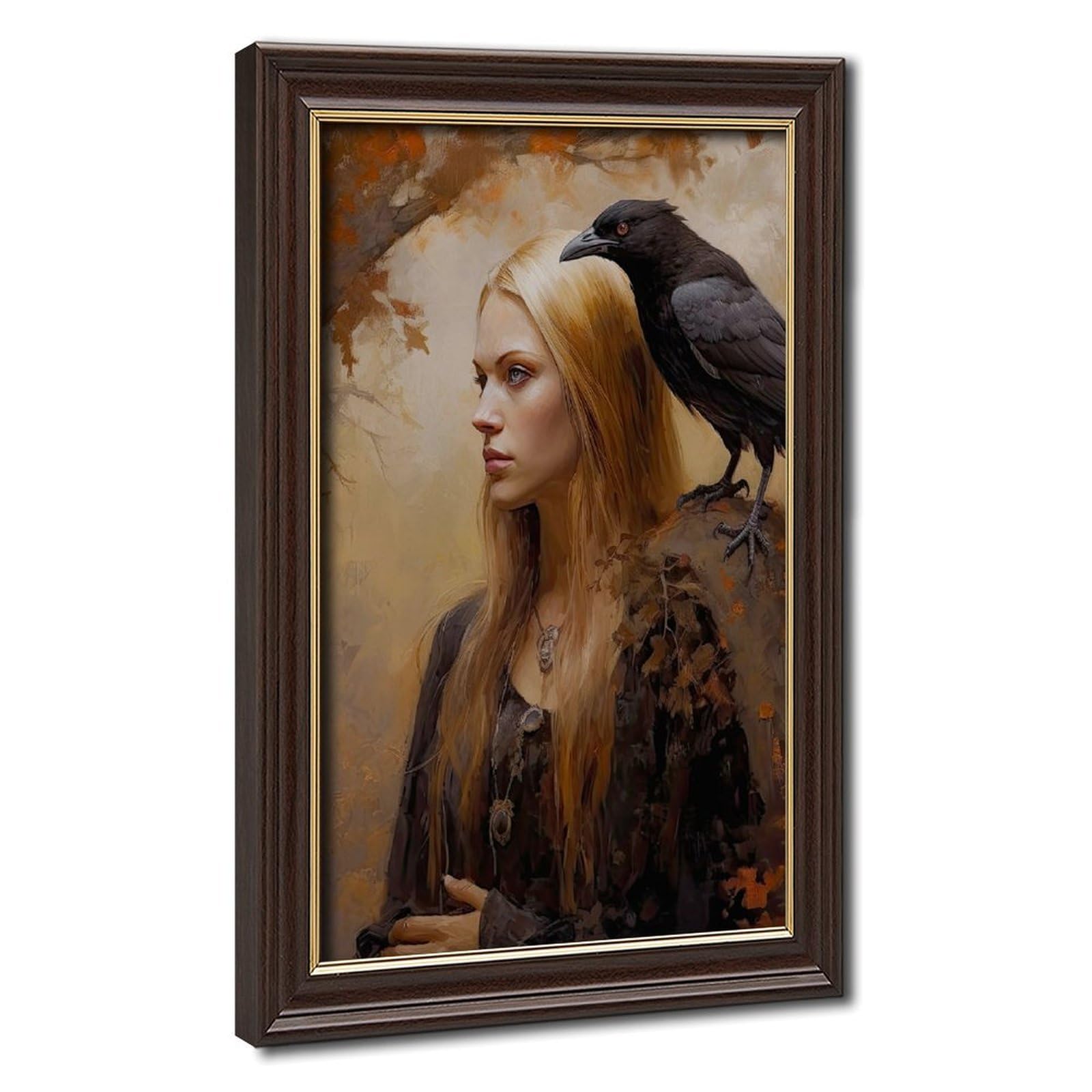 Bareronor Moody Witch And Raven Canvas Poster Bedroom Decor Landscape Office Room Decor Gift 24" L X 36" W