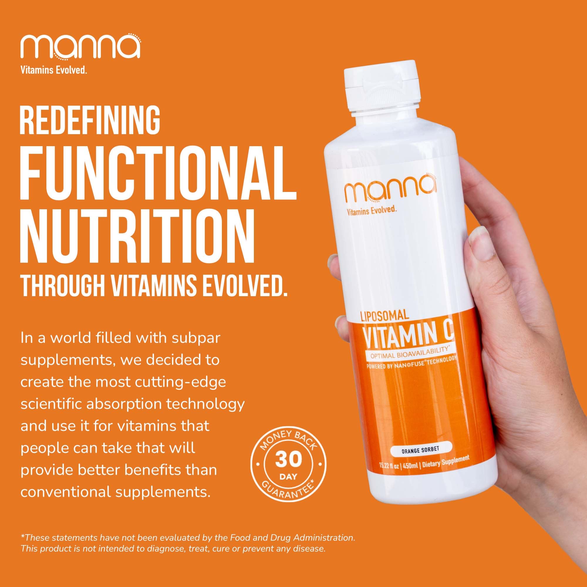 Manna Vitamins Evolved - Liposomal Vitamin C – High Absorption Liquid Immune Support Supplement with Antioxidants – Collagen Booster for Skin, Joints, Heart & Aging – Non-GMO, Vegan, 1000mg — Amazon image 7