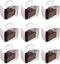Flunyina Cake Slice Box with Triangle Cardboard Set To-Go Paperboard Pastry Containers Cookie Boxes with Clear Side Windows Treat Boxes with Dessert Display Trays Golden Pastry Plates for Cheesecake Mousse Cookies Chocolates, 50 Sets