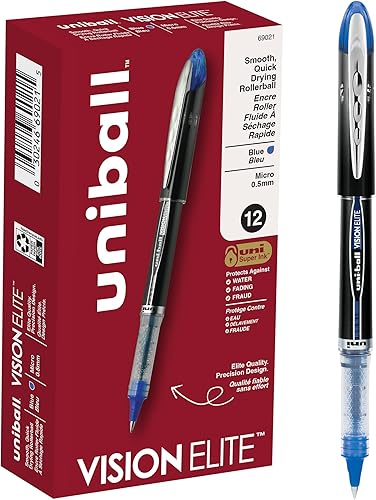 Vista 13 de uni-ball Vision Elite 58092PP- Bolígrafos de micropunta redonda (1/64 de pulgada), colores surtidos, 8 unidades Negro