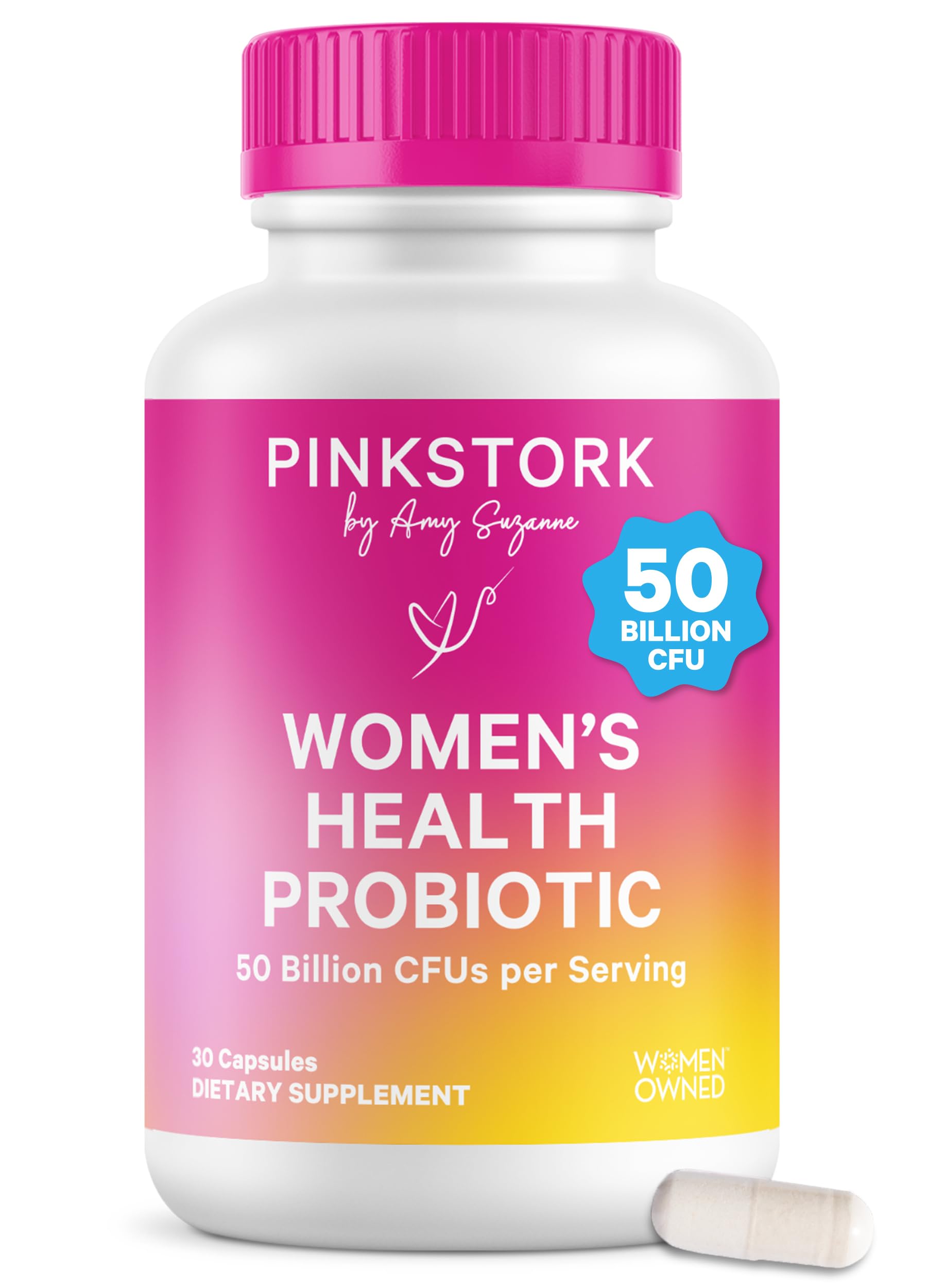 Women’s Health Probiotic, 50 Billion CFU | Clinically Studied Probiotics | Vaginal, Gut, Mood, & Hormone Balance | Yeast & Odor Support | Probiotic and Prebiotic Blend | 30 Vegan Capsules