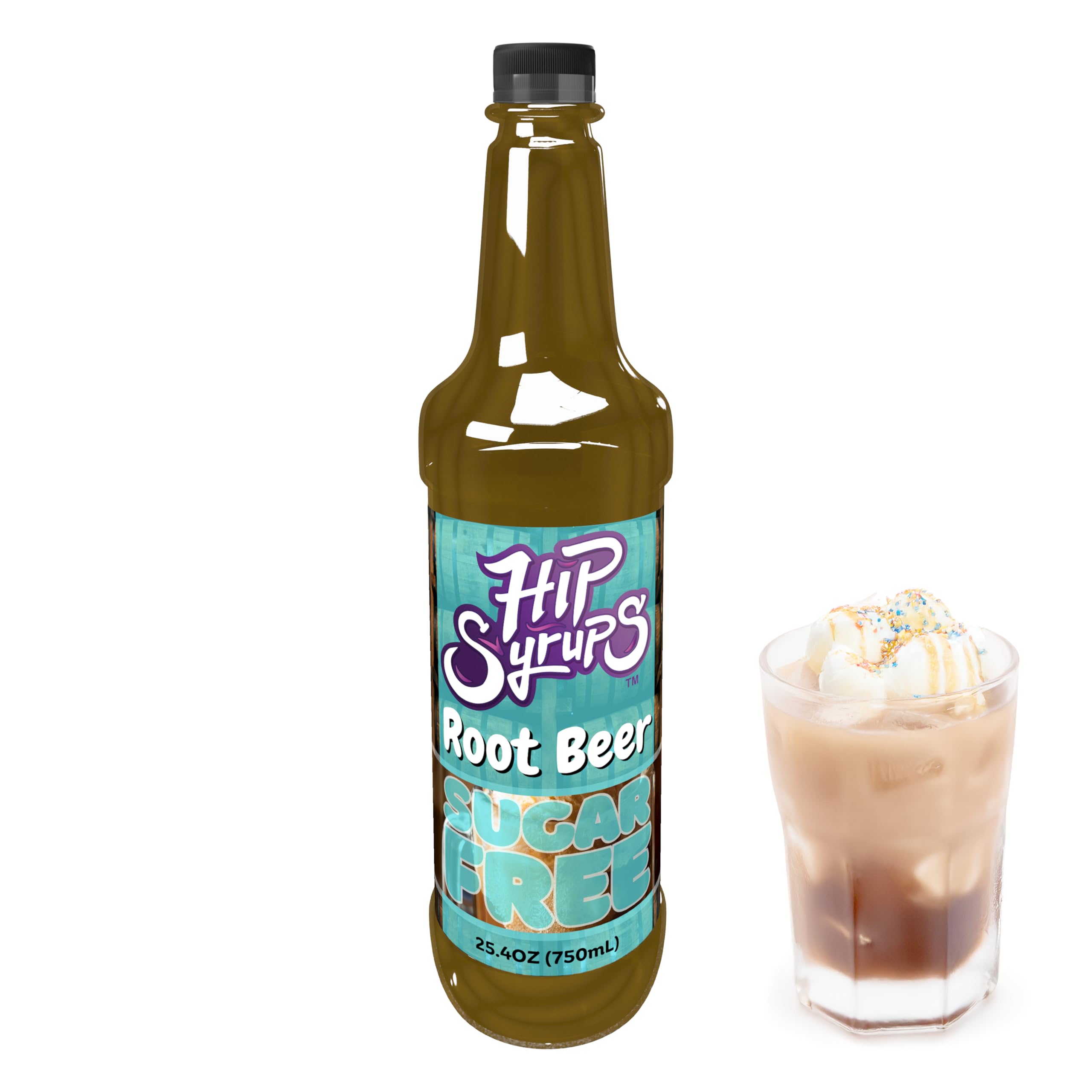 Hip Syrups - Root Beer Sugar Free Simple Syrup Designed for Water Flavor, Bubble Tea, Boba Tea, Cocktails, Root Beer Flavoring, Water Enhancer, Drink Mix for Ice Tea & More, Zero Calorie Flavoring