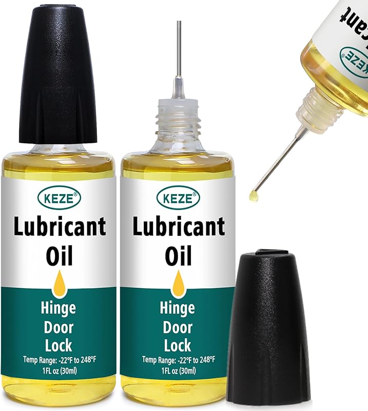 Keze Squeaky - Lubricante para bisagra de puerta, aceite de pivote para bisagra de puerta, aceite para cerradura, tijeras, reloj, ojo de cerradura, cuchillo, lubricante sintético para cuchillo de bolsillo con engrasador de aguja, 1 oz, 2 unidades